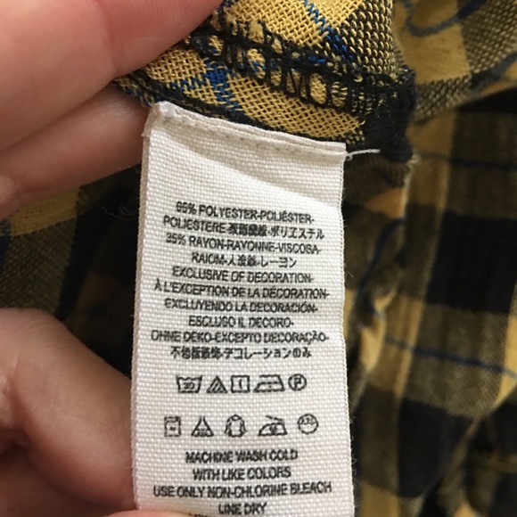 Free People Plaid Button Down Yellow Black Small - Picture 10 of 10